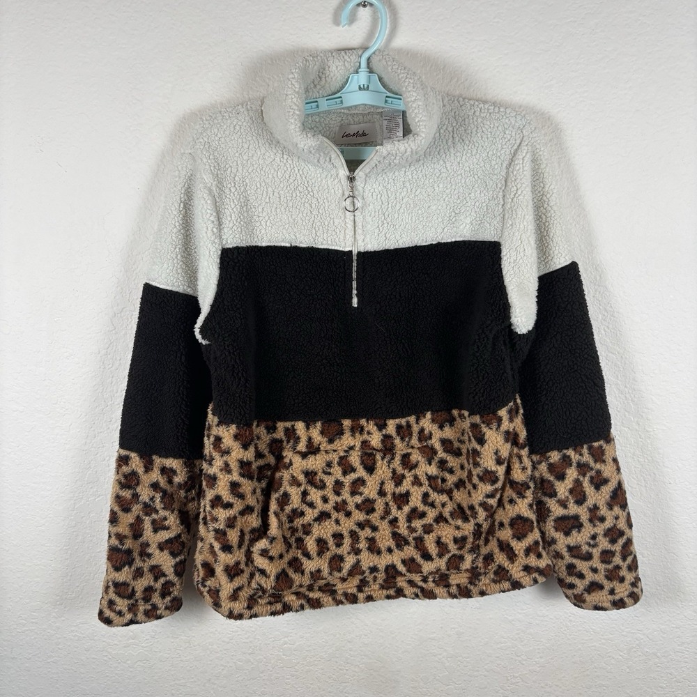 Le Moda Womens Sz M Medium Long Sleeve Jacket Fleece Colorblock Excellent